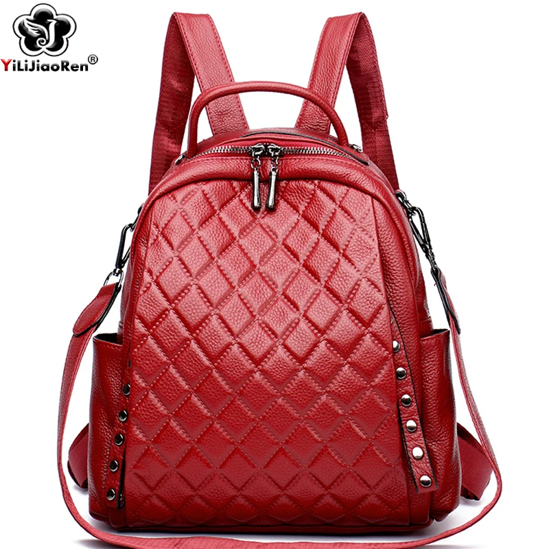 Genuíno couro mochila feminina - Interior Design School avaliação e preço