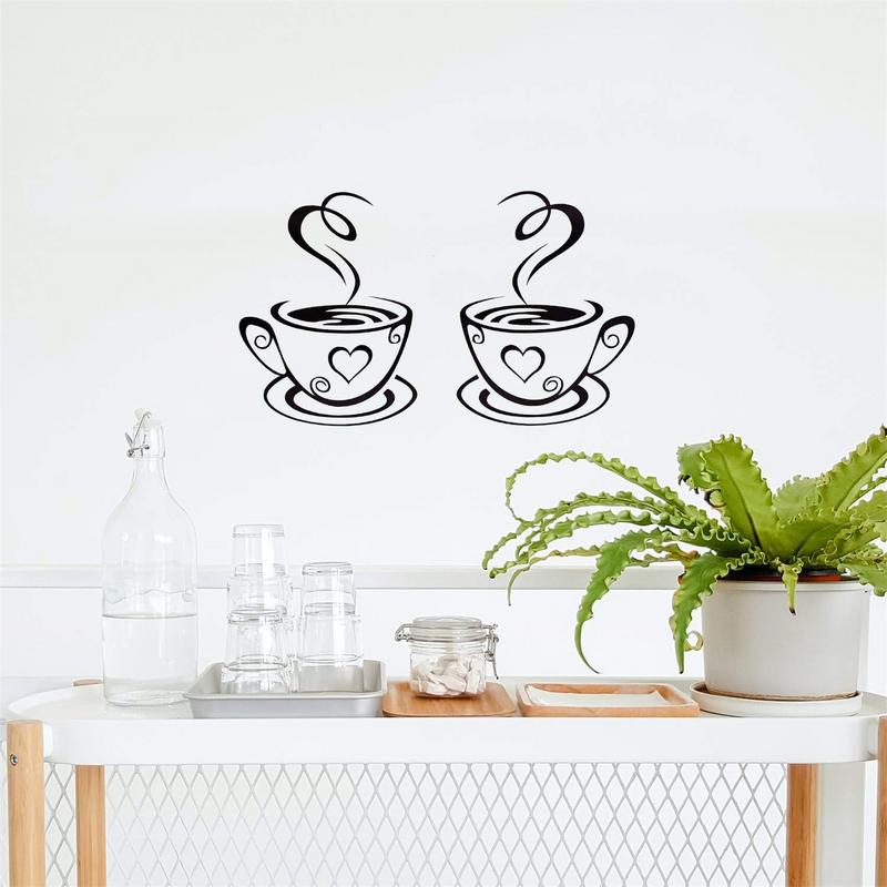 Dupla xícara de café adesivo r - Interior Design Kitchen avaliação e preço