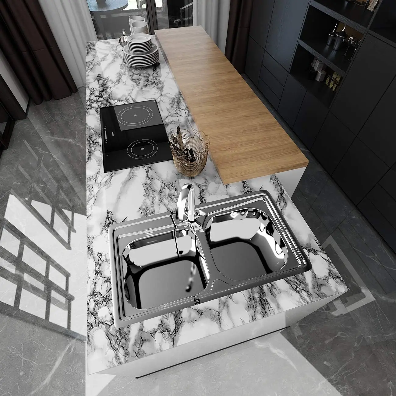 Mármore Vinil Papel De Parede  - Interior Design Kitchen avaliação e preço