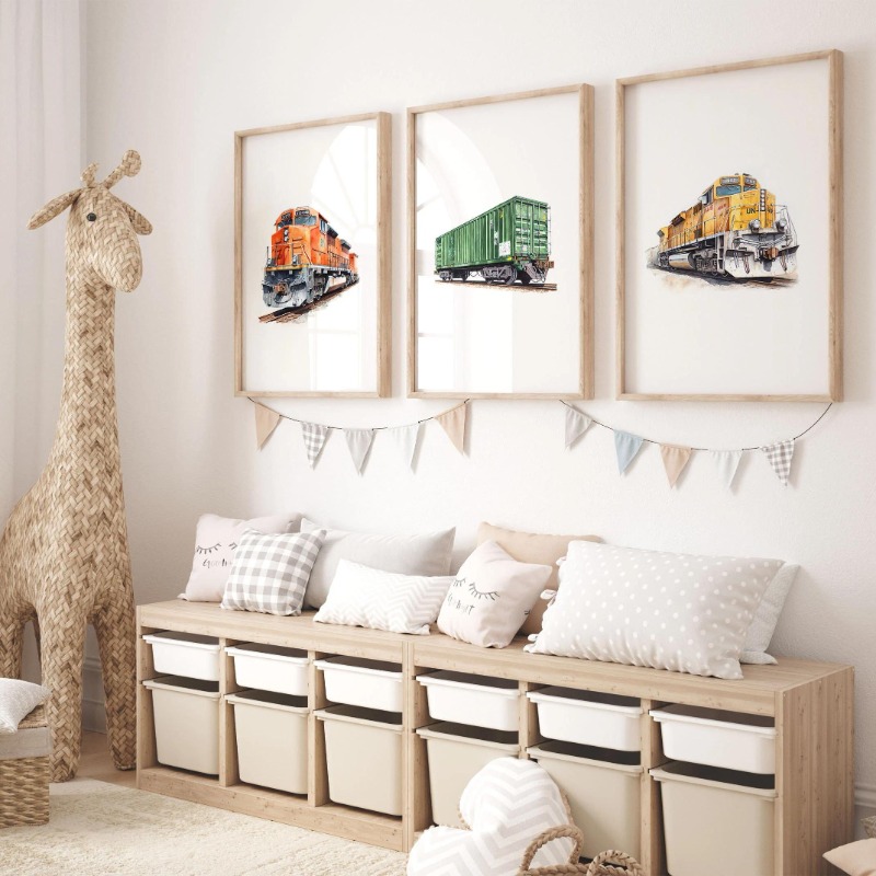 Aquarela retro trem a vapor fe - Interior Design Sketch avaliação e preço