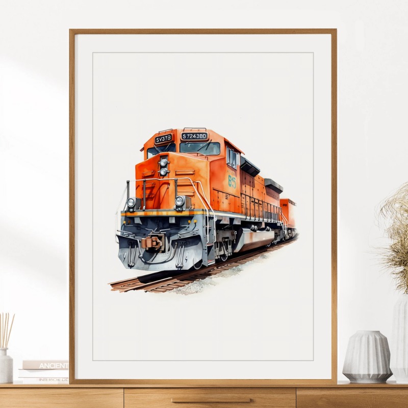Aquarela retro trem a vapor fe - Interior Design Sketch avaliação e preço